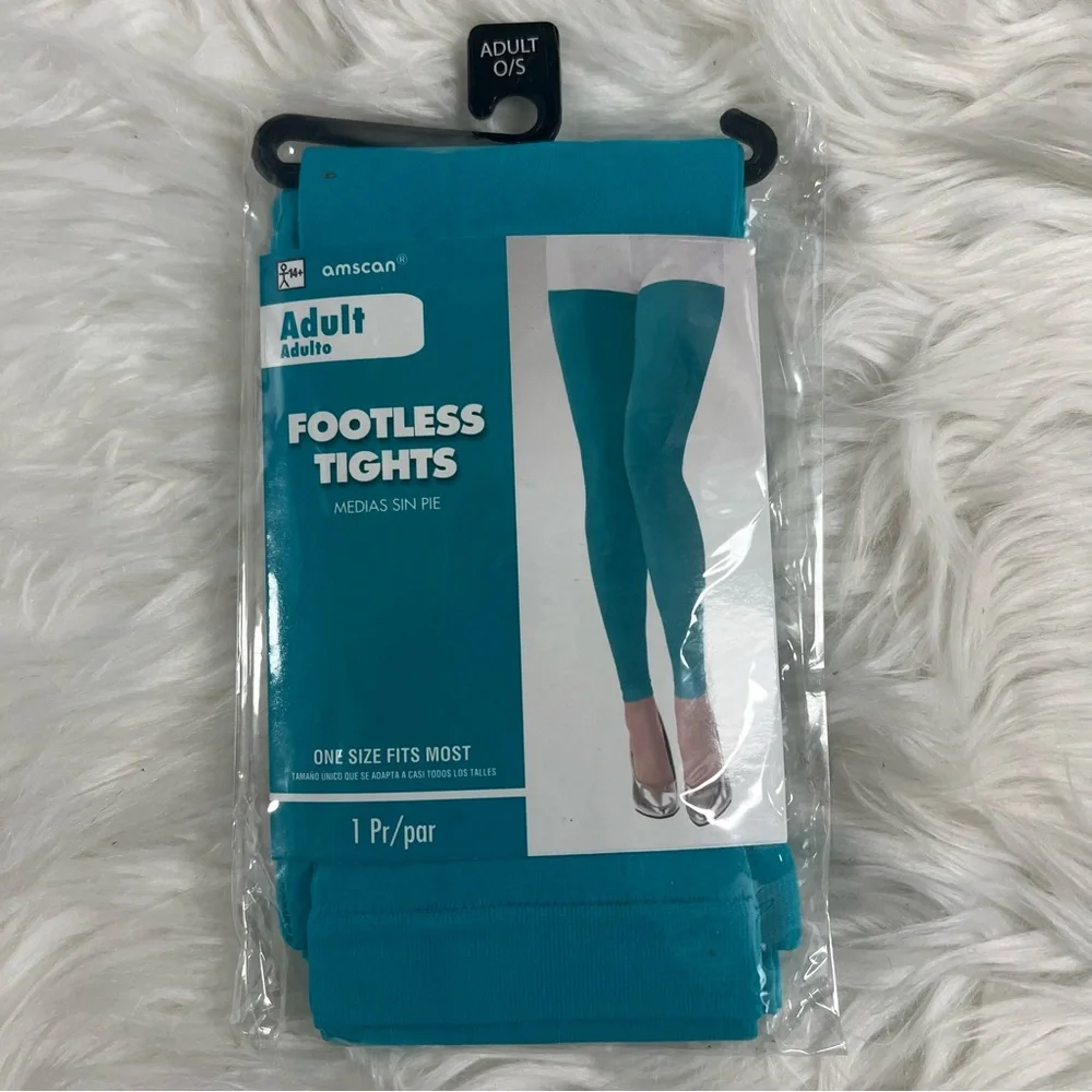 Teal Blue Footless Tights NEW adult one size fits most turquoise